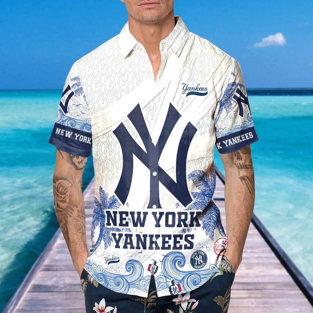 Custom New York Yankees Hawaiian Shirt, NY Yankees Hawaiian Shirt, MLB Hawaiian Shirt Moonbestprint