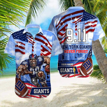 Custom News Yorks Giants Mascot 911 Hawaiian Shirt, NFL Hawaiian Shirt Moonbestprint