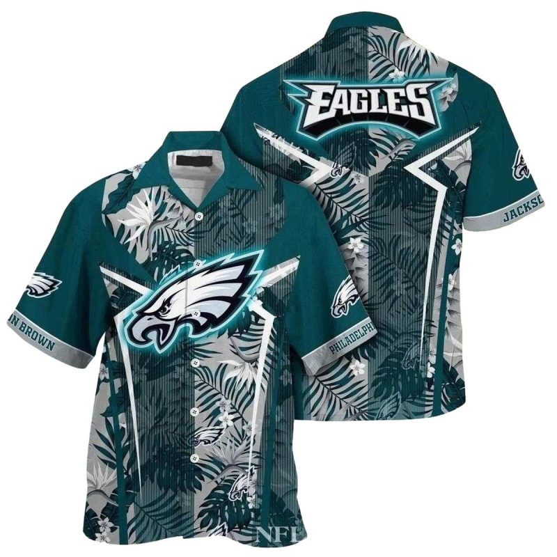 Personalized Philadelphia Eagles Tropical Leaf Hawaiian Shirt - Moonbestprint