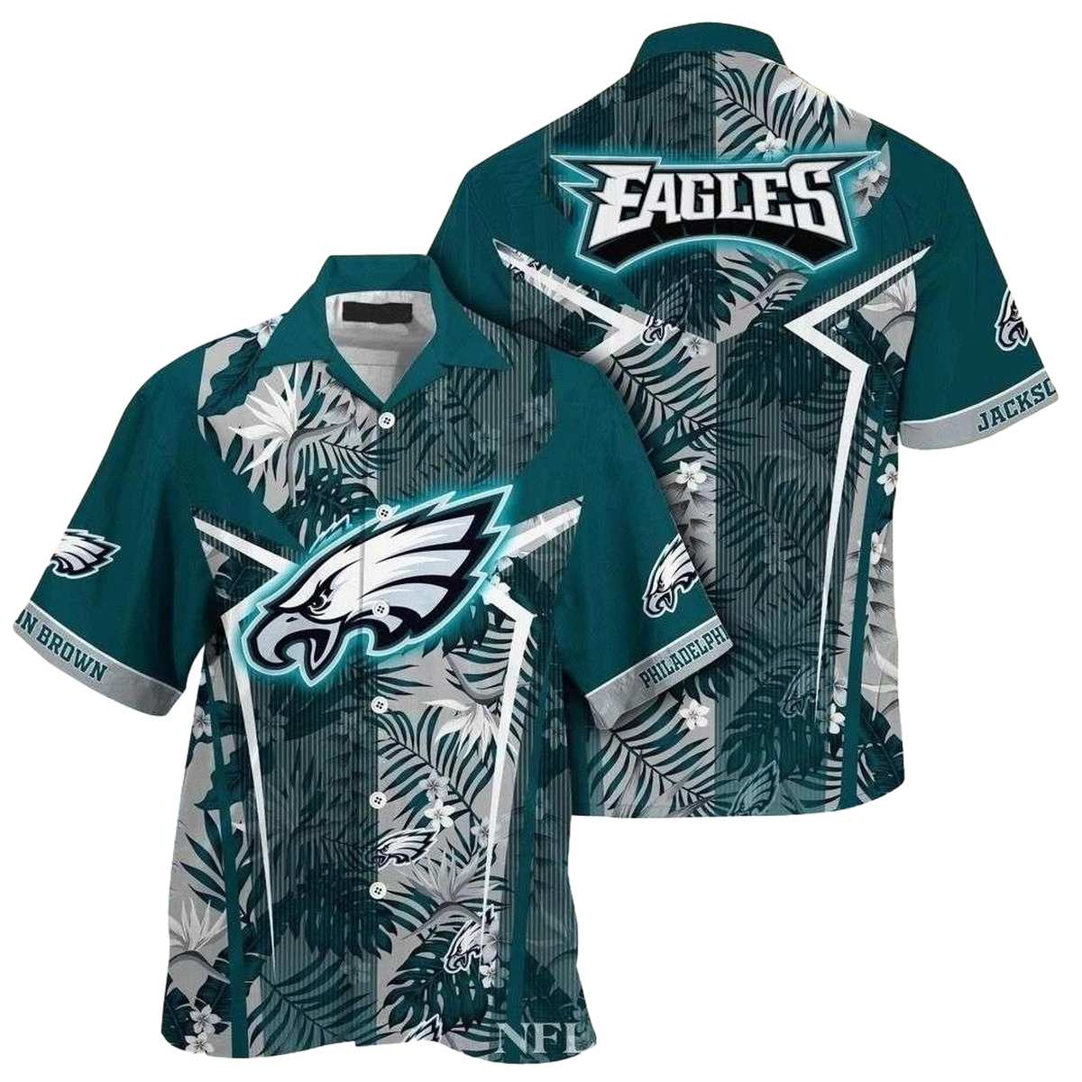 Personalized Philadelphia Eagles Tropical Leaf Hawaiian Shirt - Moonbestprint