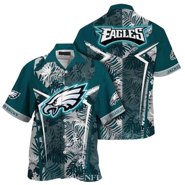 Personalized Philadelphia Eagles Tropical Leaf Hawaiian Shirt - Moonbestprint
