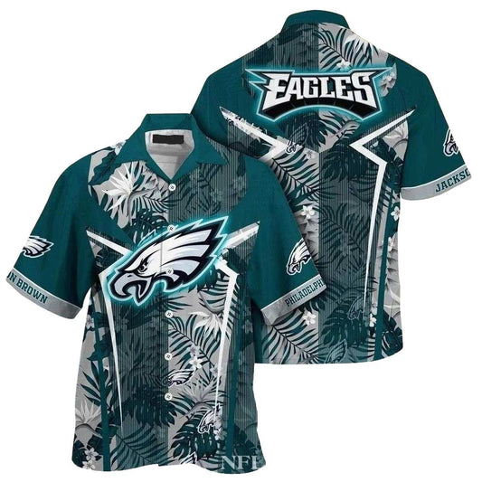 Personalized Philadelphia Eagles Tropical Leaf Hawaiian Shirt - Moonbestprint