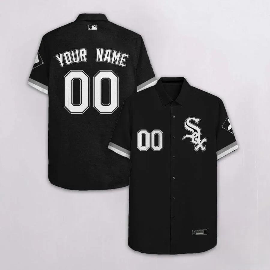 Customized Chicago White Sox Black With White Team Hawaiian Shirt, MLB Hawaiian Shirt Moonbestprint