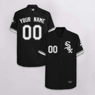 Customized Chicago White Sox Black With White Team Hawaiian Shirt, MLB Hawaiian Shirt Moonbestprint