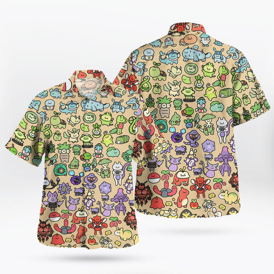 Cute Kanto Pokemon Chibi Hawaiian Shirt Cartoon – Moonbestprint