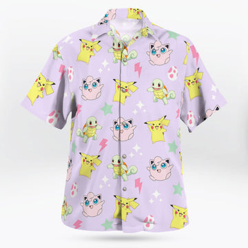 Cute Pokemon Button-Up Hawaiian Shirt Mini Print Design – Moonbestprint
