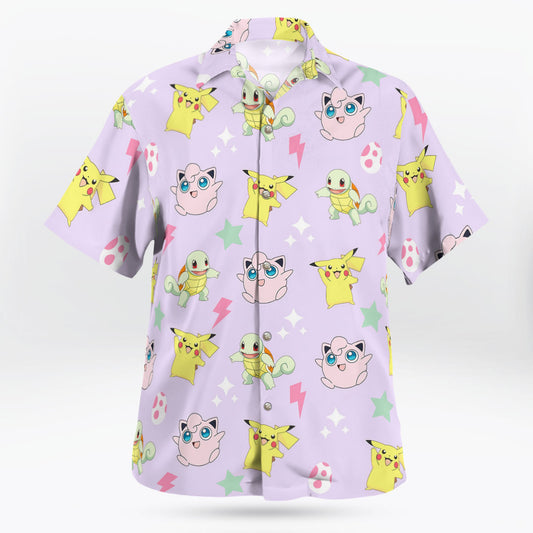 Cute Pokemon Button-Up Hawaiian Shirt Mini Print Design – Moonbestprint