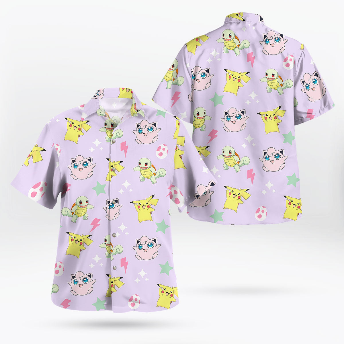 Cute Pokemon Button-Up Hawaiian Shirt Mini Print Design – Moonbestprint