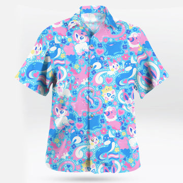 Cute Pokemon Hawaiian Shirt Pink and Blue Tropical Vibes – Moonbestprint