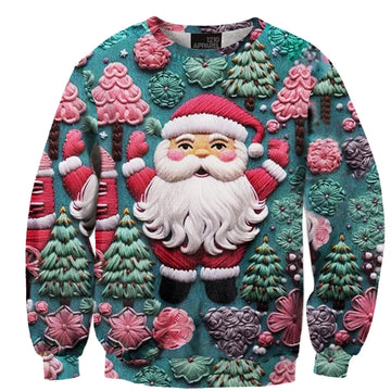 Cute Santa Claus Printed Christmas Ugly Sweater - Moonbestprint