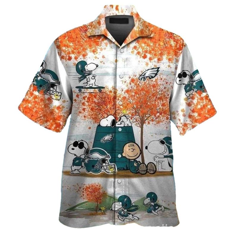Philadelphia Eagles Cute Snoopy Autumn Hawaiian Shirt - Moonbestprint