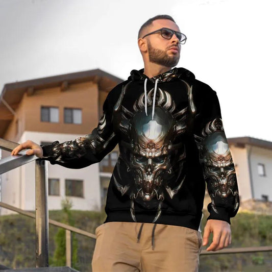 Cyborg Metal Skull 3D Hoodie Moonbestprint