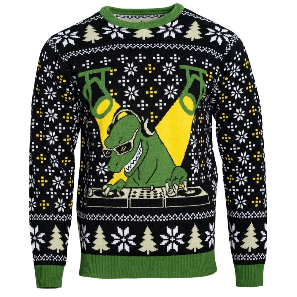 DJ T-Rex Print Ugly Christmas Sweatshirt - Moonbestprint