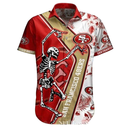 Dabbing Skeleton San Francisco 49ers Hawaiian Shirt - Moonbestprint