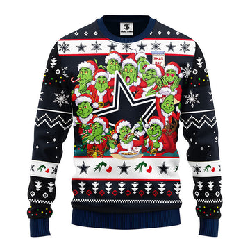 Dallas Cowboys 12 Grinch Xmas Day Ugly Christmas Sweater, Grinch Xmas Sweater Moonbestprint