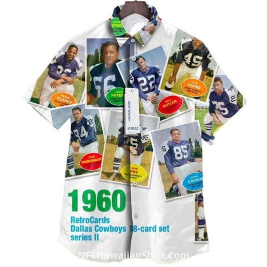 Dallas Cowboys 1960 Retro Cards Hawaiian Shirt - Moonbestprint