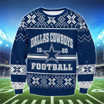 Dallas Cowboys 1960 Ugly Christmas Sweater, NFL Christmas Sweater Moonbestprint