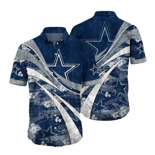 Dallas Cowboys Abstract Blue Wave Star Design Hawaiian Shirt - Moonbestprint