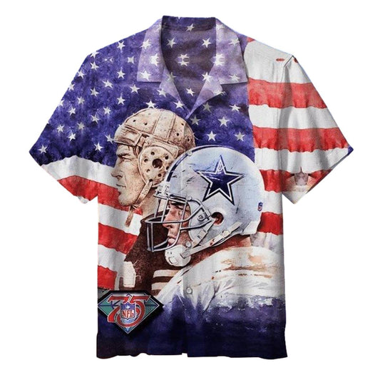 Dallas Cowboys American Flag And Player Hawaiian Shirt - Moonbestprint