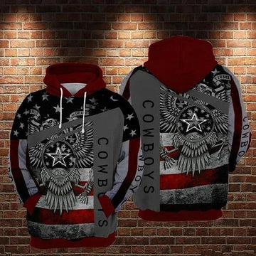 Dallas Cowboys American Flag Style 3D Hoodie, NFL Hoodie Moonbestprint