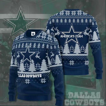 Dallas Cowboys Americas Team Ugly Christmas Sweater, NFL Christmas Sweater Moonbestprint