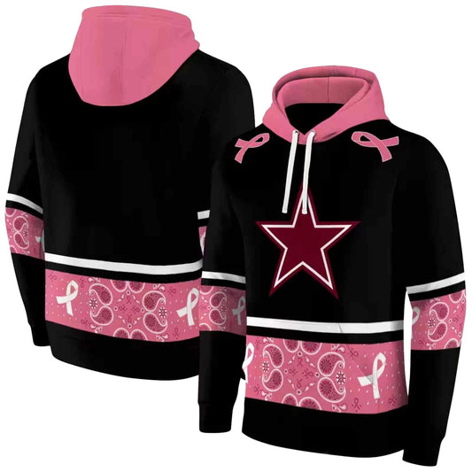 Dallas Cowboys Awareness Ribbon Black Pink AOP Hoodie - Moonbestprint