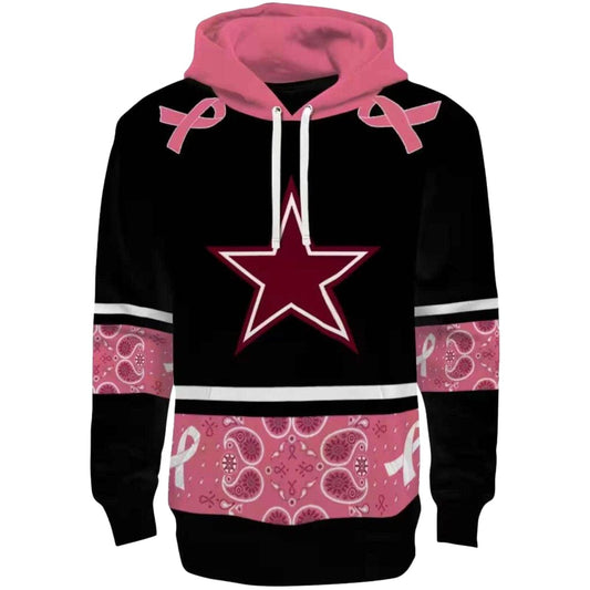 Dallas Cowboys Awareness Ribbon Black Pink AOP Hoodie - Moonbestprint
