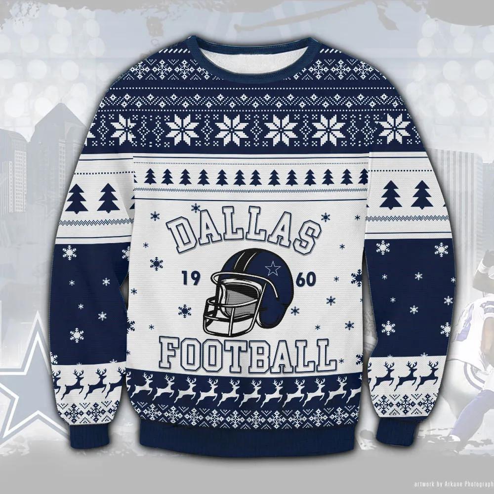 Dallas Cowboys Big Logo Ugly Christmas Sweater, NFL Christmas Sweater Moonbestprint