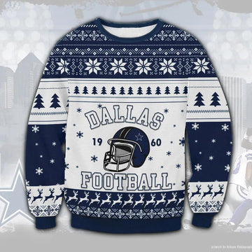 Dallas Cowboys Big Logo Ugly Christmas Sweater, NFL Christmas Sweater Moonbestprint