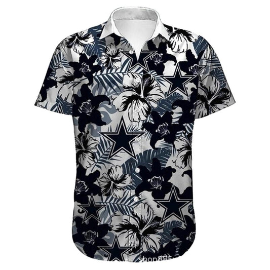 Dallas Cowboys Black Flower Summer 2025 Gift For Fans Hawaiian Shirt - Moonbestprint