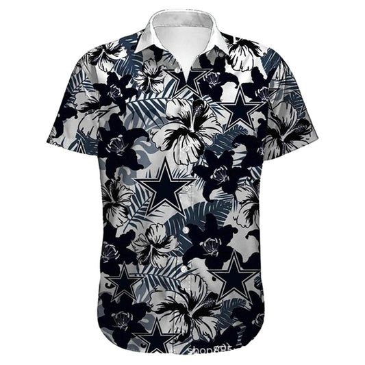 Dallas Cowboys Black Flower Summer 2025 Gift For Fans Hawaiian Shirt - Moonbestprint