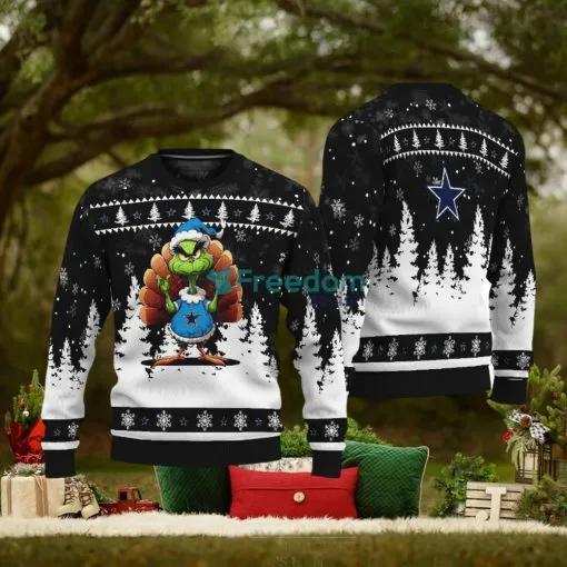 Dallas Cowboys Black Grinch Turkey Disguise Thankgiving Ugly Christmas Sweater, NFL Chritsmas Sweater Moonbestprint