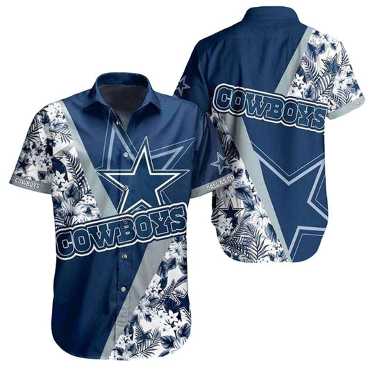 Dallas Cowboys Blue And White Stripes Hawaiian Shirt - Moonbestprint