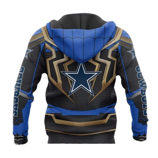 Dallas Cowboys Blue Golden Spider Man AOP Hoodie - Moonbestprint