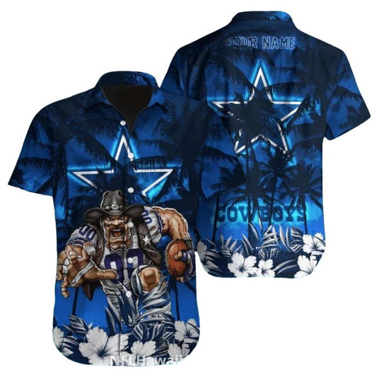 Dallas Cowboys Blue Palm Trees Warrior Hawaiian Shirt - Moonbestprint