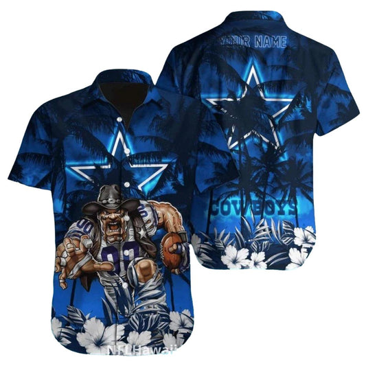 Dallas Cowboys Blue Palm Trees Warrior Hawaiian Shirt - Moonbestprint