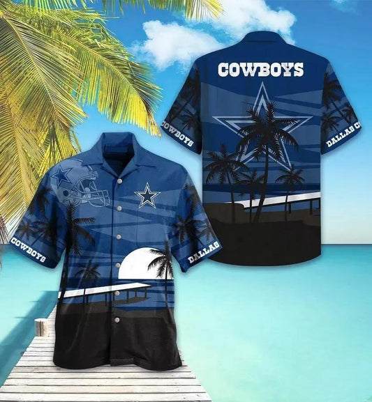 Dallas Cowboys Blue Red Sunset Hawaiian Shirt, NFL Hawaiian Shirt Moonbestprint