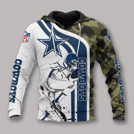 Dallas Cowboys Camo All Over Print Hoodie, NFL Hoodie Moonbestprint