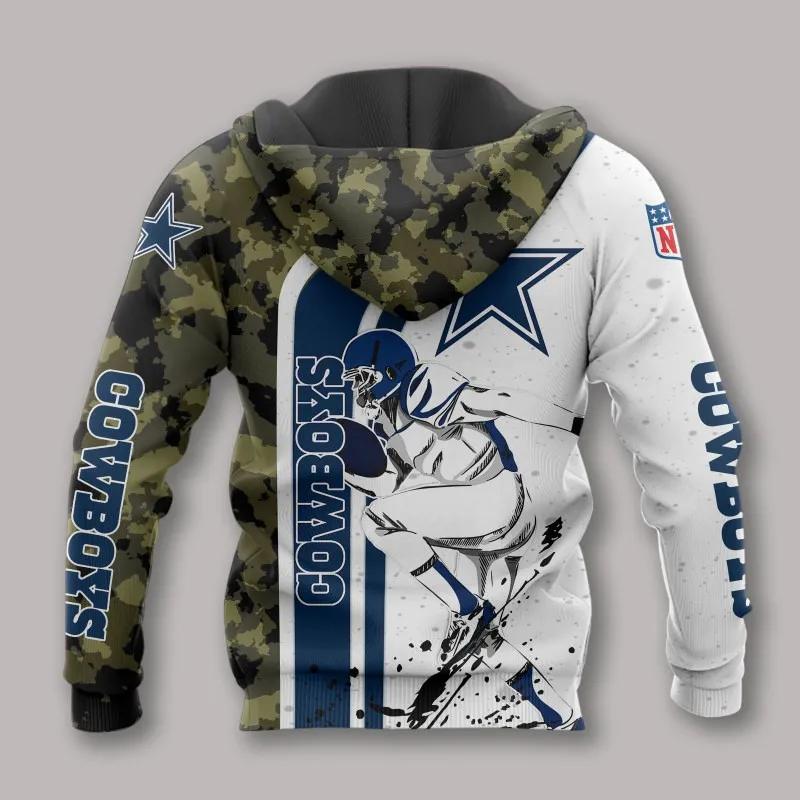 Dallas Cowboys Camo All Over Print Hoodie, NFL Hoodie Moonbestprint