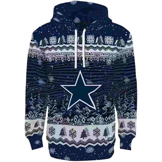 Dallas Cowboys Christmas Trees Ugly Christmas Blue AOP Hoodie - Moonbestprint