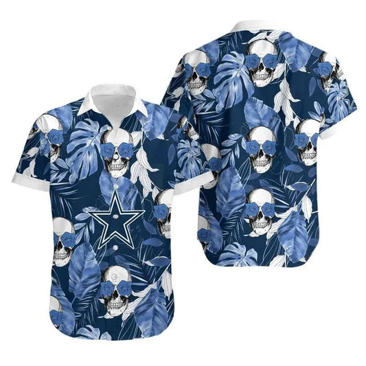 Dallas Cowboys Coconut Leaves And Skulls Hawaii Shirt Summer Collection, NFL Hawaiian Shirt Moonbestprint