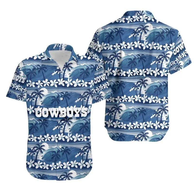 Dallas Cowboys Coconut Trees Nfl Gift For Fan Hawaii Shirt Summer Collection, NFL Hawaiian Shirt Moonbestprint