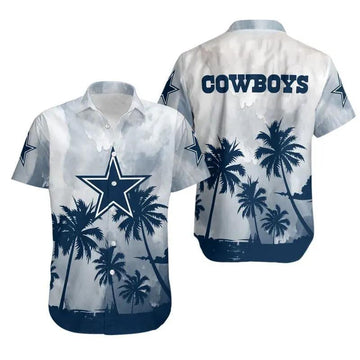 Dallas Cowboys Coconut Trees Nfl Gift For Fan Hawaiian Graphic Print Short Sleeve Hawaiian Shirt, NFL Hawaiian Shirt Moonbestprint