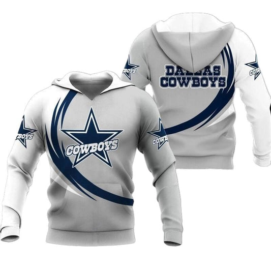 Dallas Cowboys Curve Graphic White Pattern AOP Hoodie - Moonbestprint