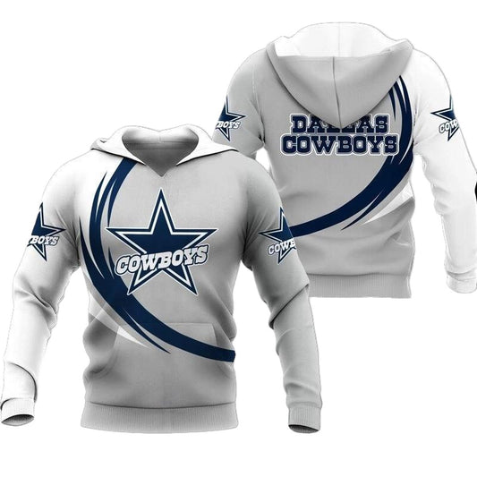 Dallas Cowboys Curve Graphic White Pattern AOP Hoodie - Moonbestprint
