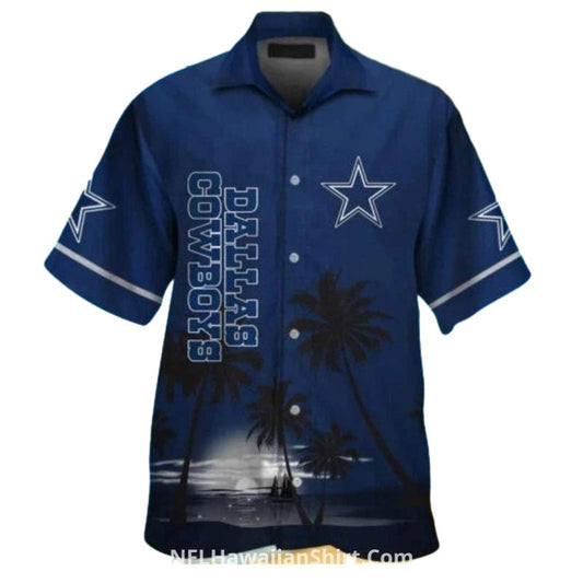 Dallas Cowboys Dark Beach Sunset With Logo Hawaiian Shirt - Moonbestprint