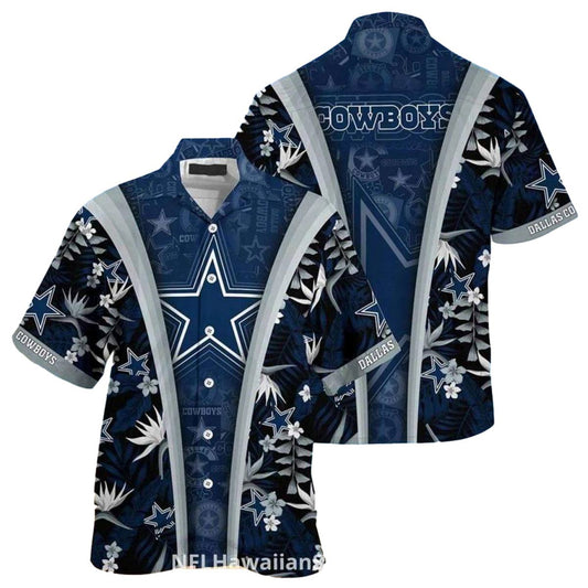 Dallas Cowboys Dark Blue Star Pattern Hawaiian Shirt - Moonbestprint