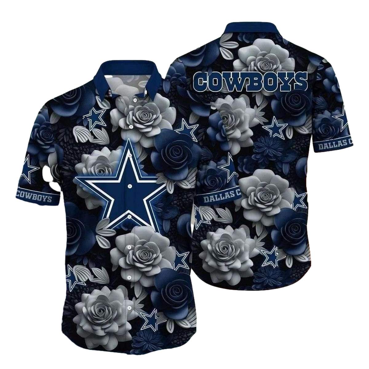 Dallas Cowboys Dark Floral Majesty Hawaiian Shirt - Moonbestprint
