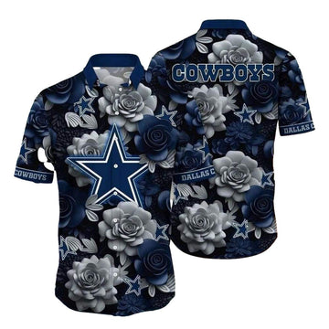 Dallas Cowboys Dark Floral Majesty Hawaiian Shirt - Moonbestprint