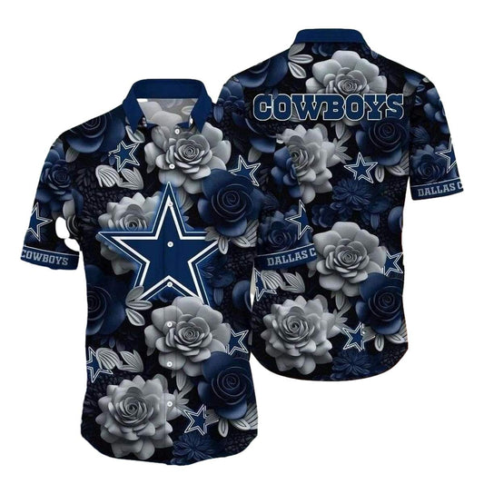 Dallas Cowboys Dark Floral Majesty Hawaiian Shirt - Moonbestprint